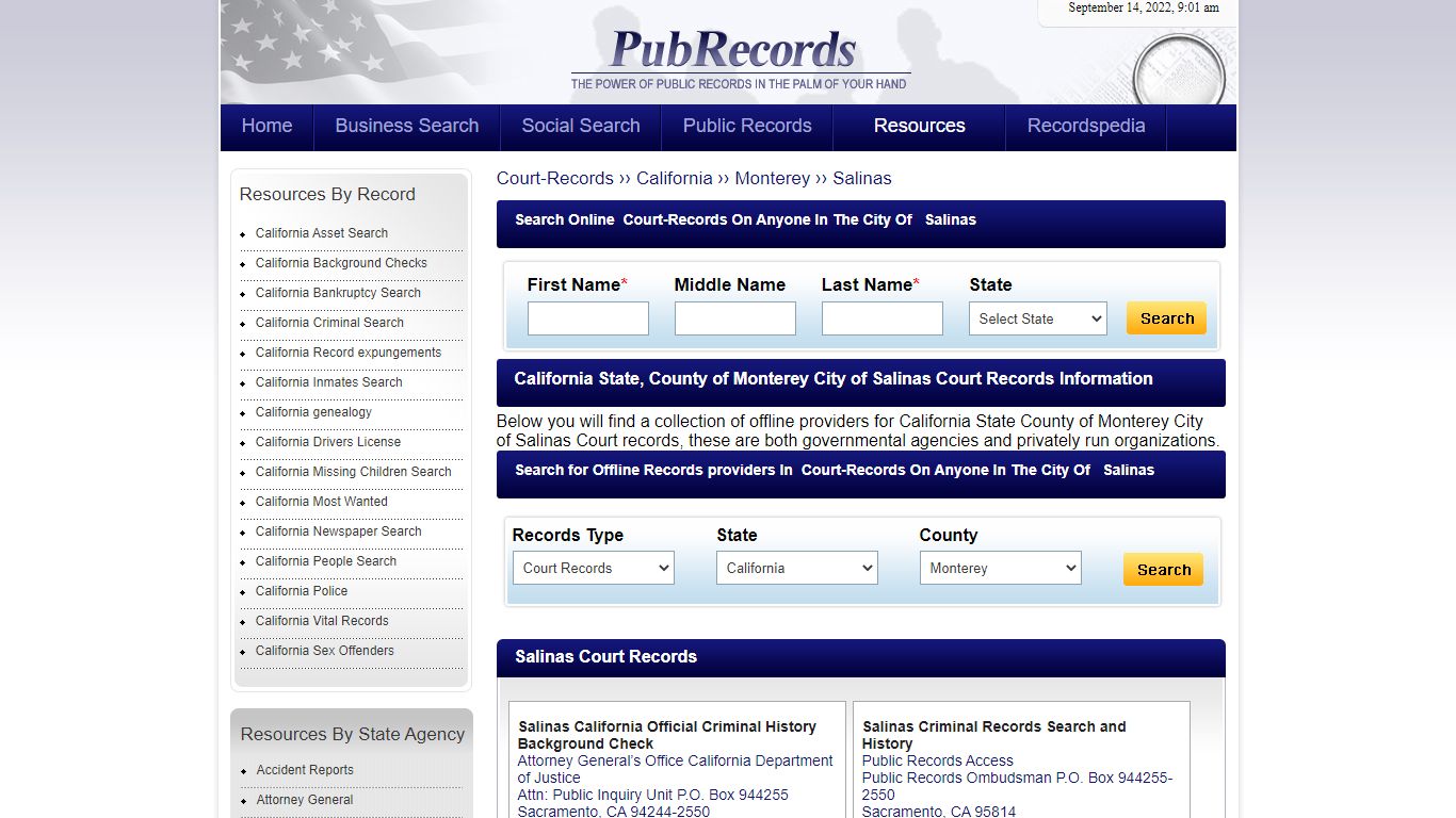 Salinas, Monterey County, California Court Records